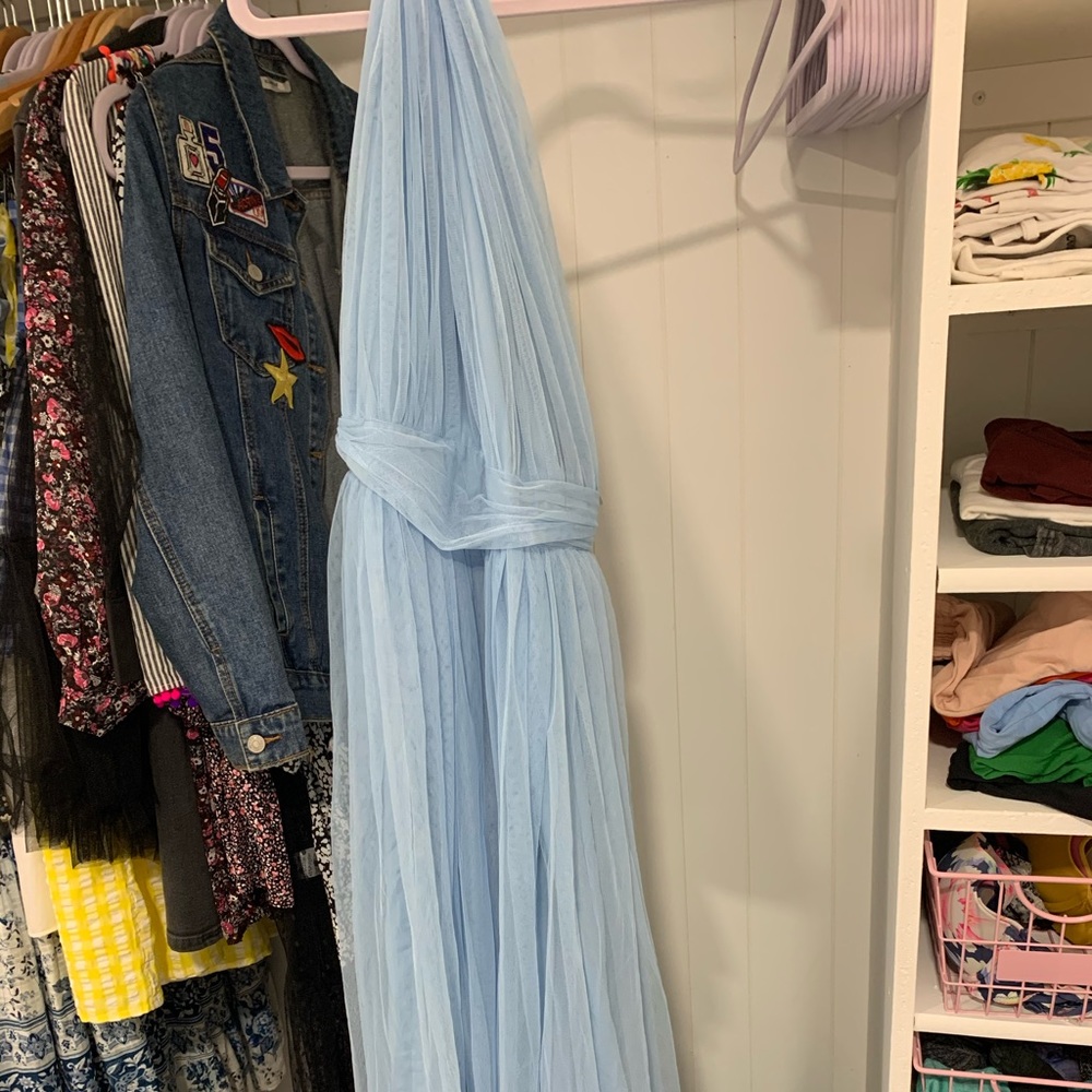 ASOS Petite one shoulder tulle maxi dress Size 6P - Picture 3 of 8